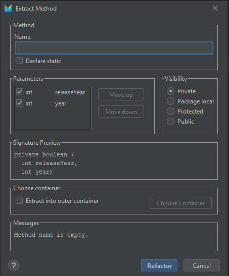 extract method menu